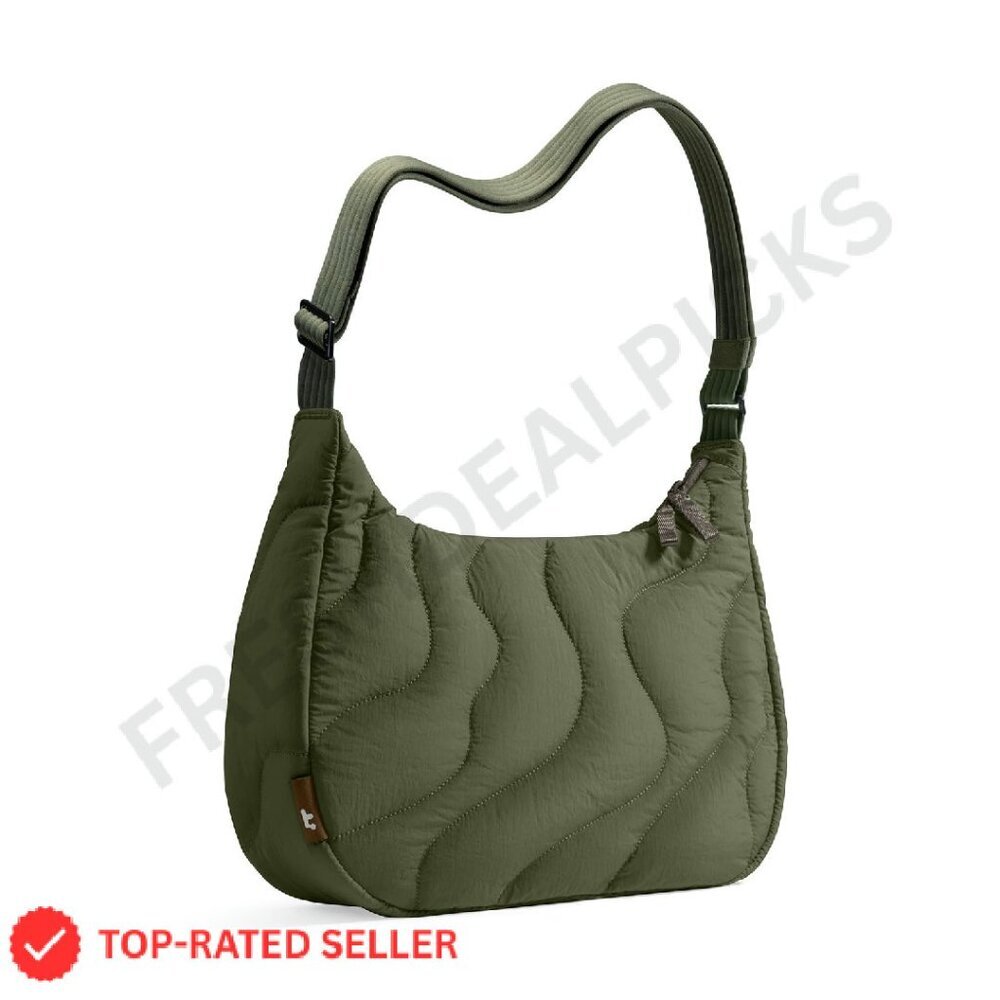 Quilted Puffer Sling Crossbody Bag Chic Trendy Travel Hobo Handbag Organized